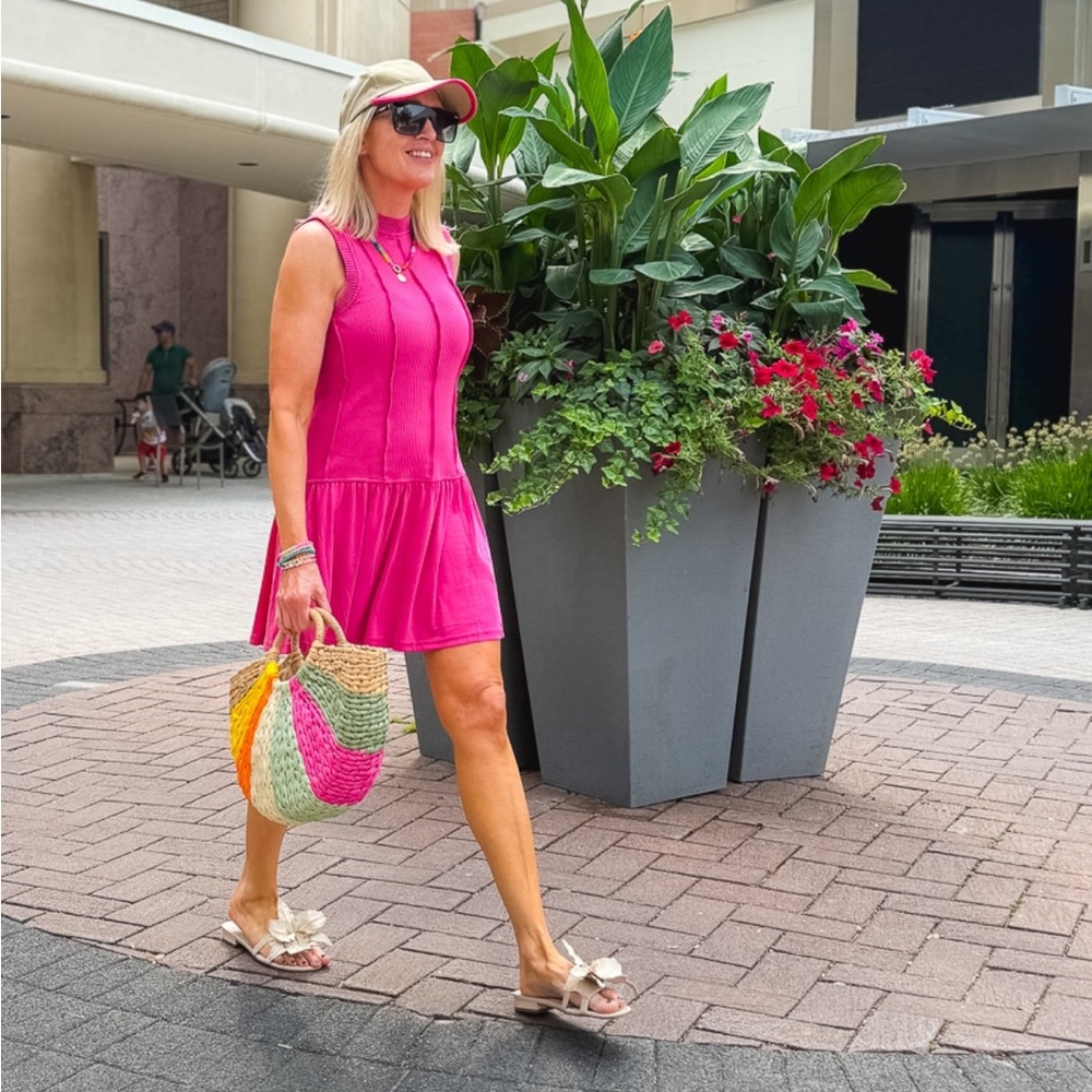 NWT Anthropologie Daily Practice Buzzer Beater Cotton Blend Pink Mini Dress Sz M - Picture 3 of 15
